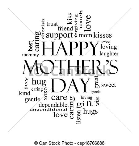 Stock Photo   Happy Mother S Day Word Cloud Concept In Black And White