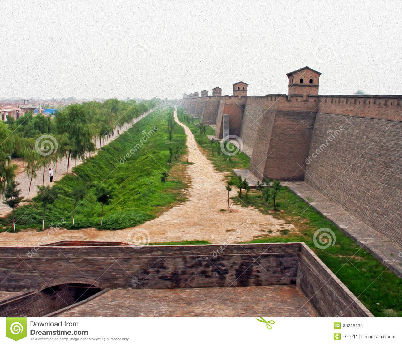 Stock Photos  Oil Painting Stylized Photo Of Pingyao City Walls China