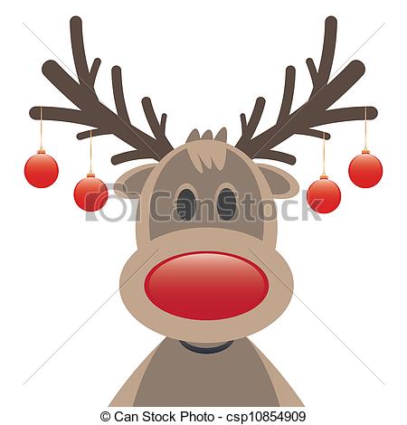 Vector Clipart Of Rudolph Reindeer Red Nose Christmas Balls   Rudolph