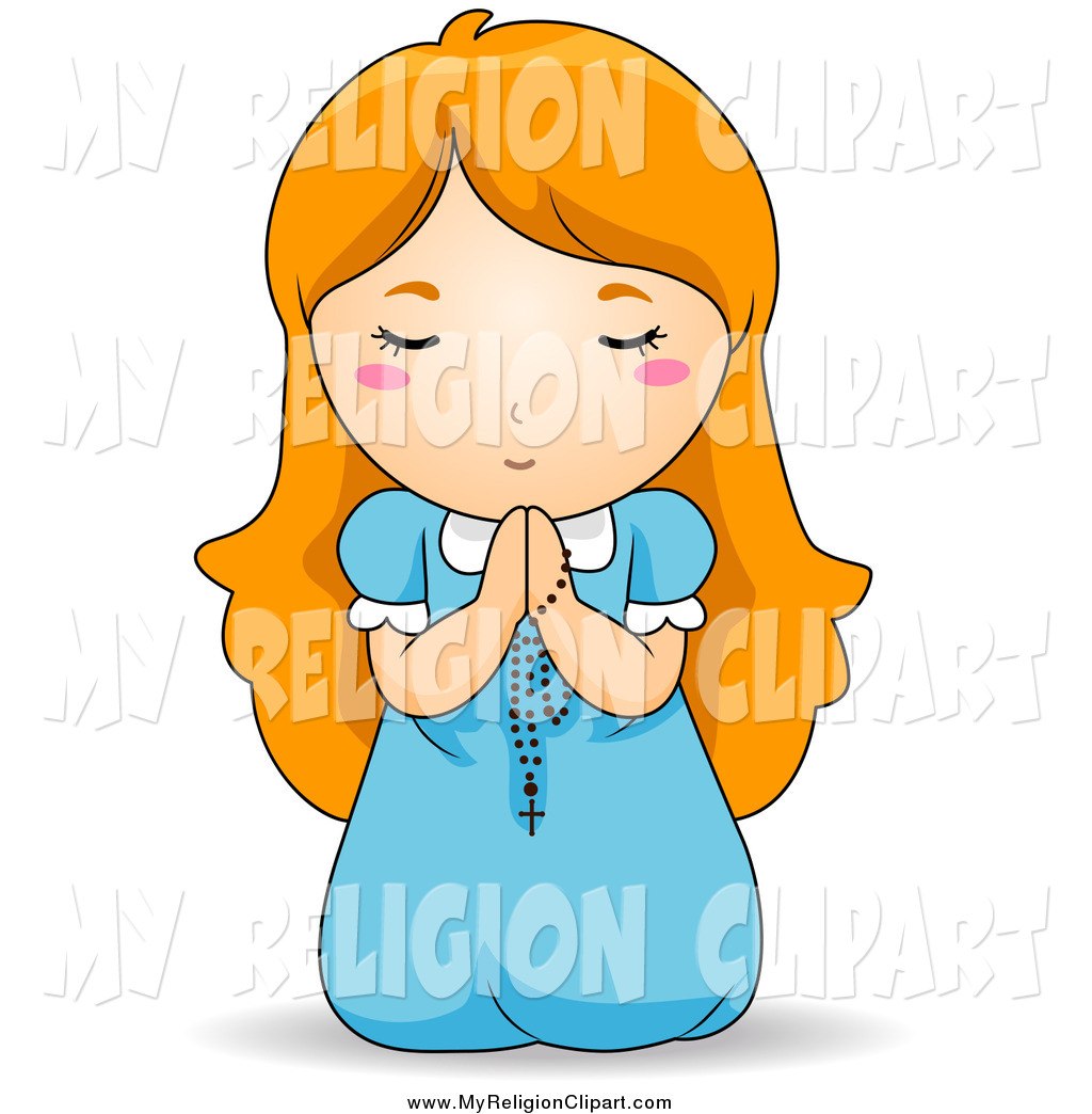     White Girl On Her Knees Praying With A Rosary By Bnp Design Studio