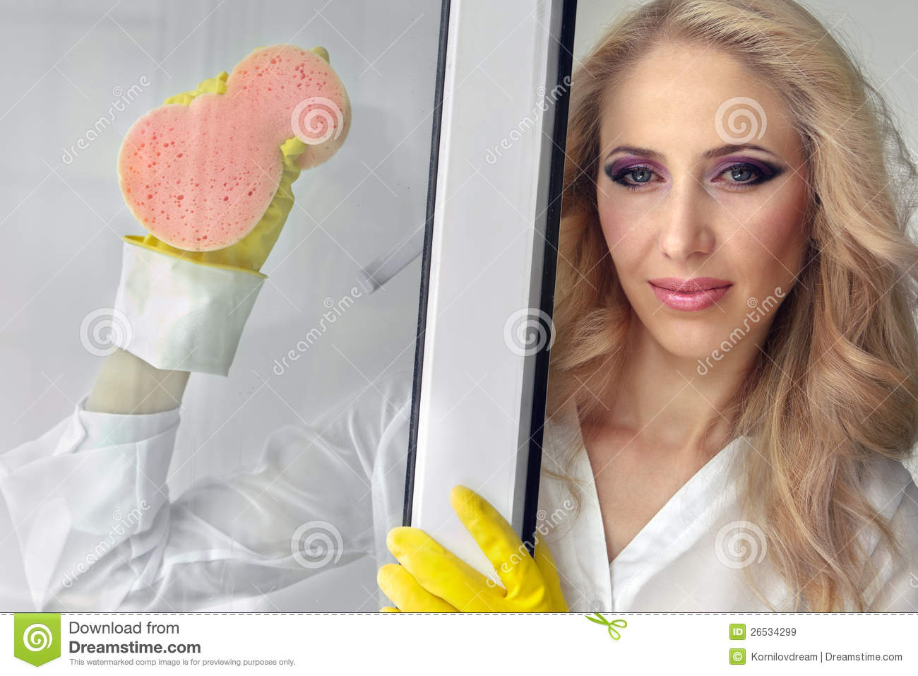 Womanl Washing The Window Royalty Free Stock Images   Image  26534299