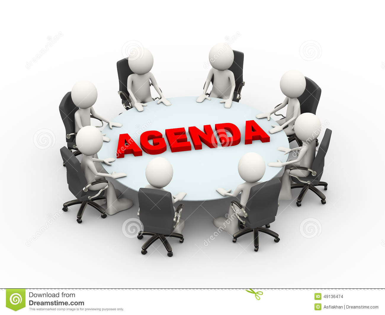 3d People Business Meeting Conference Agenda Table Stock Illustration