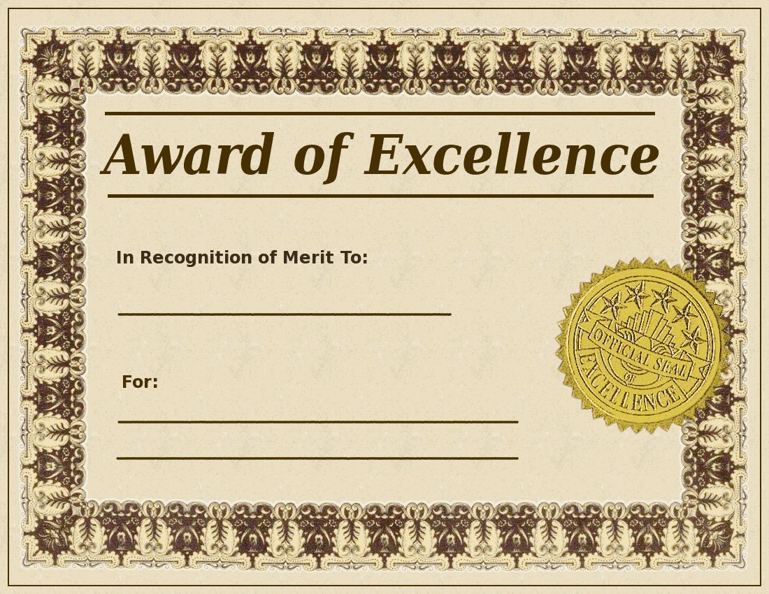 Award Certificate W Stamp    Education Awards Certificate Award