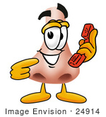 Clip Art Graphic Of A Human Nose Cartoon Character Holding A Telephone