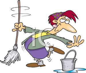 Clip Art Image  A Maid With A Mop And Bucket