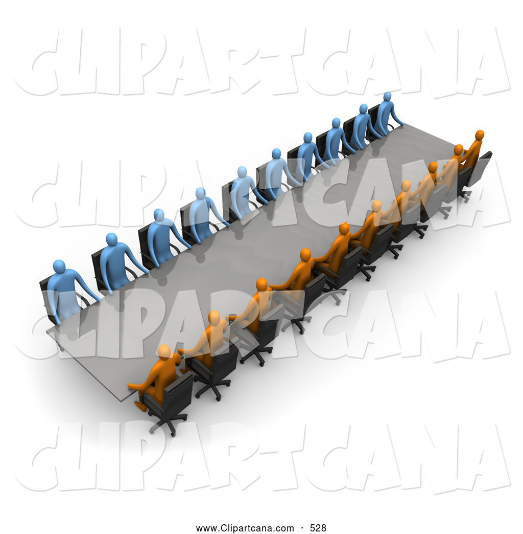 Clip Art Of A Meeting Being Held At A Conference Room Table Between