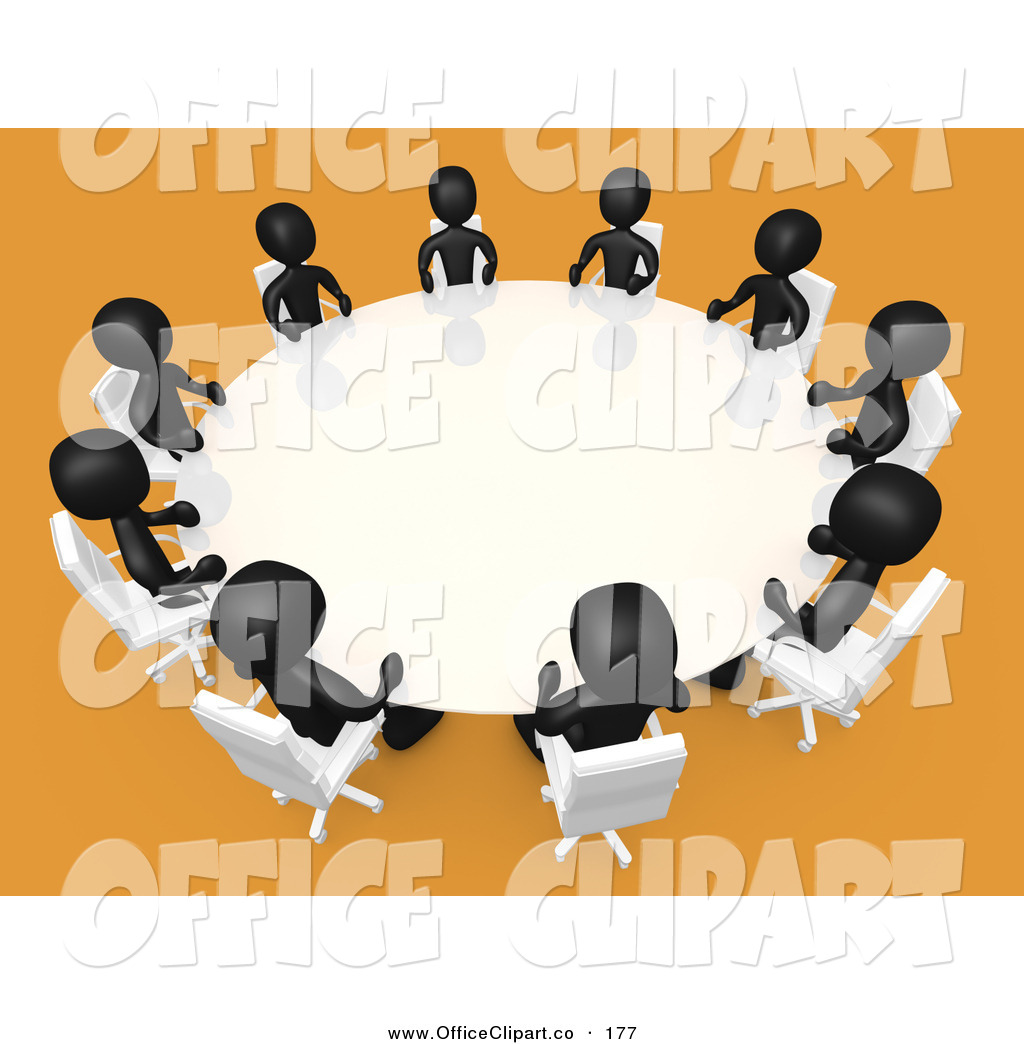 Clip Art Of A Team Of Black People Seated And Holding A Meeting At A