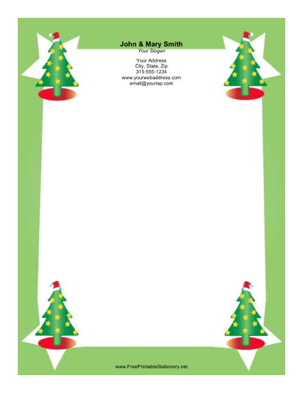 Four Christmas Trees Stationery Design