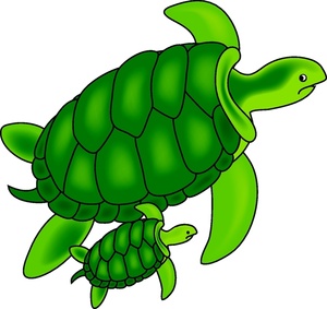 Free Turtle Clip Art Image   Mother And Baby Turtles