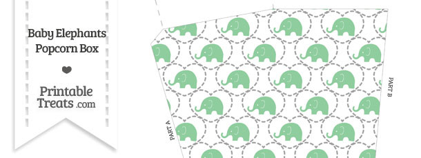 Green Baby Elephants Popcorn Box