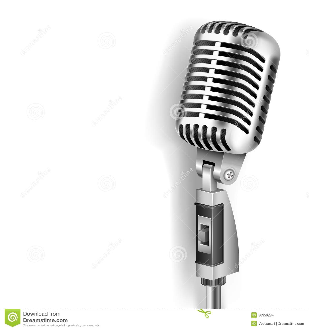 Microphone With Cord Illustration Vintage Microphone Illustration