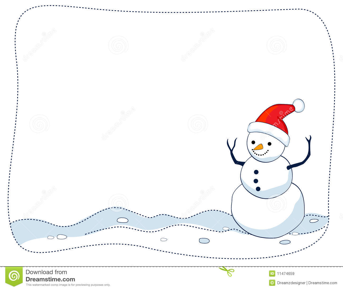 Smiling Snowman On Snow Background  Snowman Christmas Border