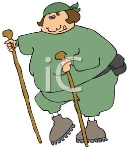     Woman Hiking With Two Walking Sticks   Royalty Free Clipart Picture