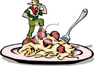 An Italian Man On A Plate Of Spaghetti   Royalty Free Clipart Picture