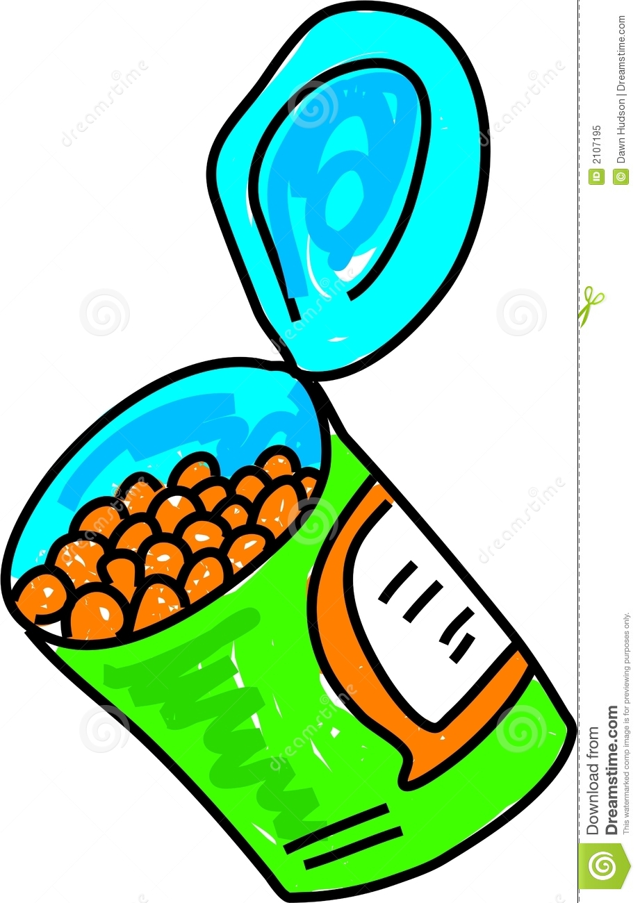 An Opened Tin Of Baked Beans Isolated On White Drawn In Toddler Art