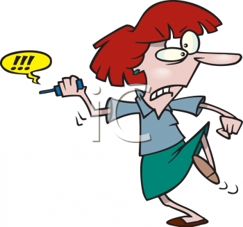 Angry Woman Throwing Her Cell Phone   Royalty Free Clip Art Image