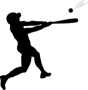 Batter Clipart Image   Batter Swinging Baseball Bat At A Pitched Ball