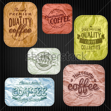     Bevande     Set Di Etichette E Distintivi Di Caff  Retr  Vintage