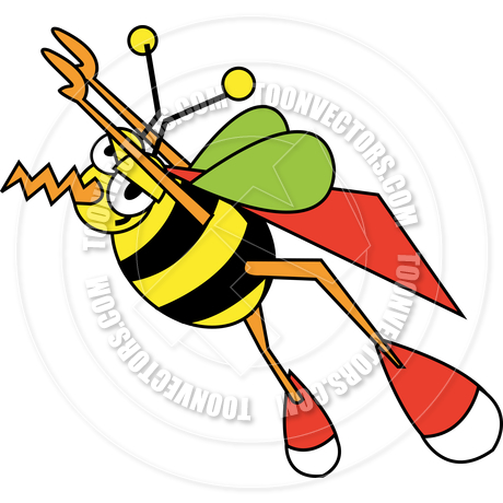 Cartoon Bee Superhero Vector Illustration By Clip Art Guy