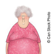 Cartoon Of A Happy Smiling Old Lady Stock Illustrations