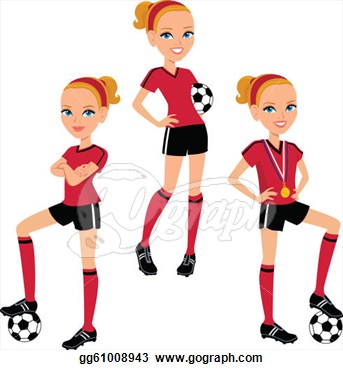Cartoon Soccer Girl 3 Poses
