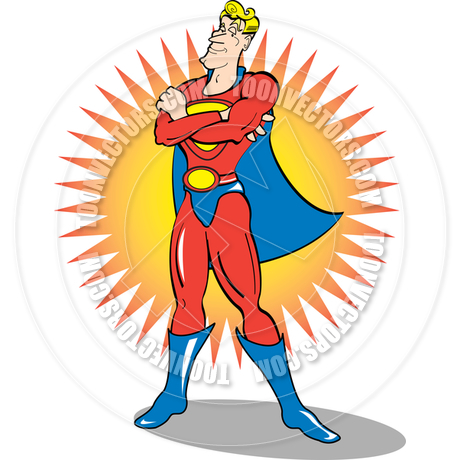 Cartoon Superhero Vector Illustration By Clip Art Guy   Toon Vectors