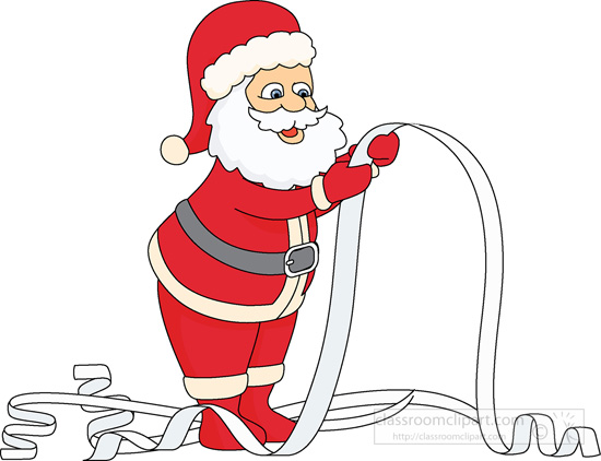 Christmas Clipart   Santa With Long Wish List 2   Classroom Clipart