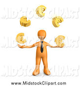 Clip Art Of A 3d Orange Businessman Juggling Golden Euro Signs By    
