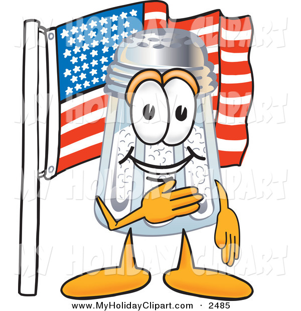 Clip Art Of A Patriotic Smiling Salt Shaker Mascot Cartoon Character