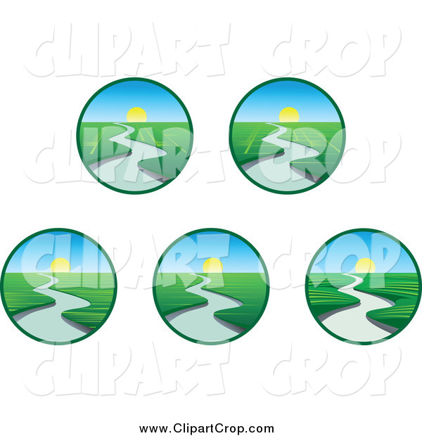 Clip Art Vector Of River And Sunset Landscapes By Seamartini Graphics    