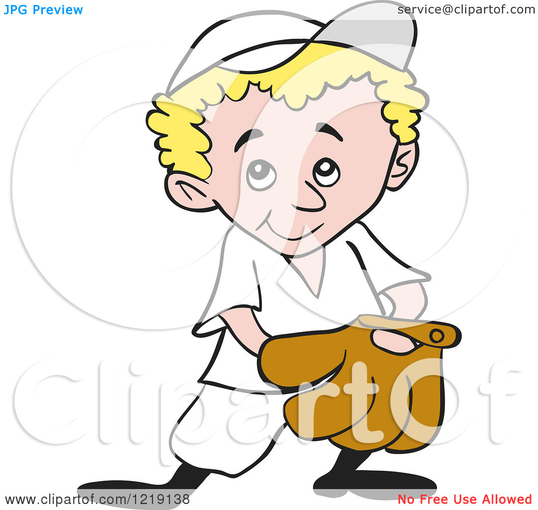 Clipart Of A Blond Baseball Kid With His Hand In His Glove   Royalty