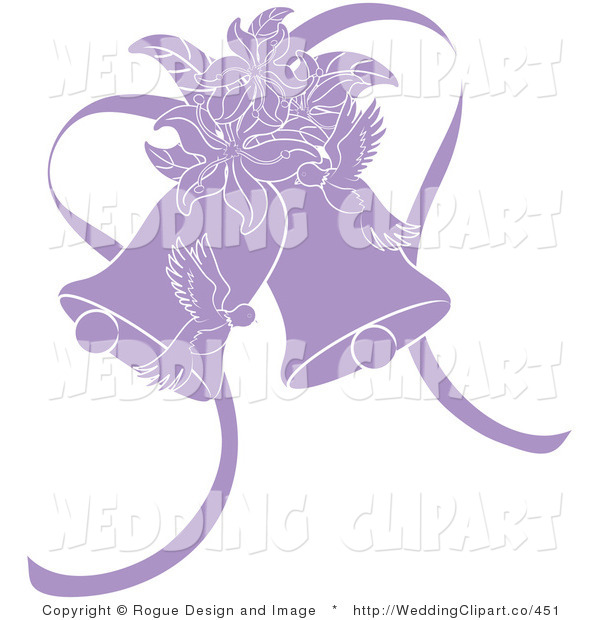     Clipart Of A Wedding Purple Doves Lilies And Bells By Pams Clipart