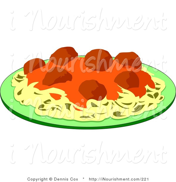 Clipart Of Spaghetti Meatballs And Marinara Italian Pasta On A Plate