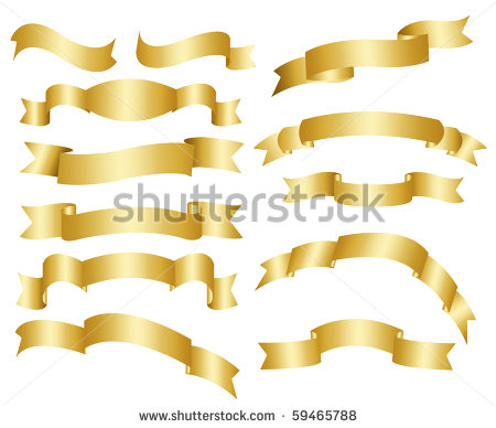 Gold Christmas Bow Clipart Gold Ribbon Set   Stock Vector