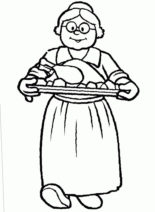 Grandma Thanksgiving Coloring Pages   Free   Printable Coloring    