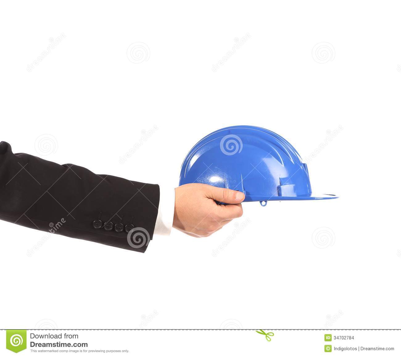 Hand Holding Blue Hard Hat Isolated Stock Images   Image  34702784