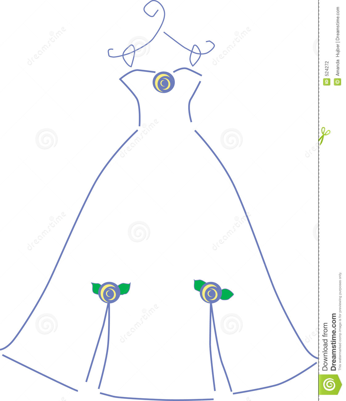 Illustration Of A Wedding Dress Purple With Flowers
