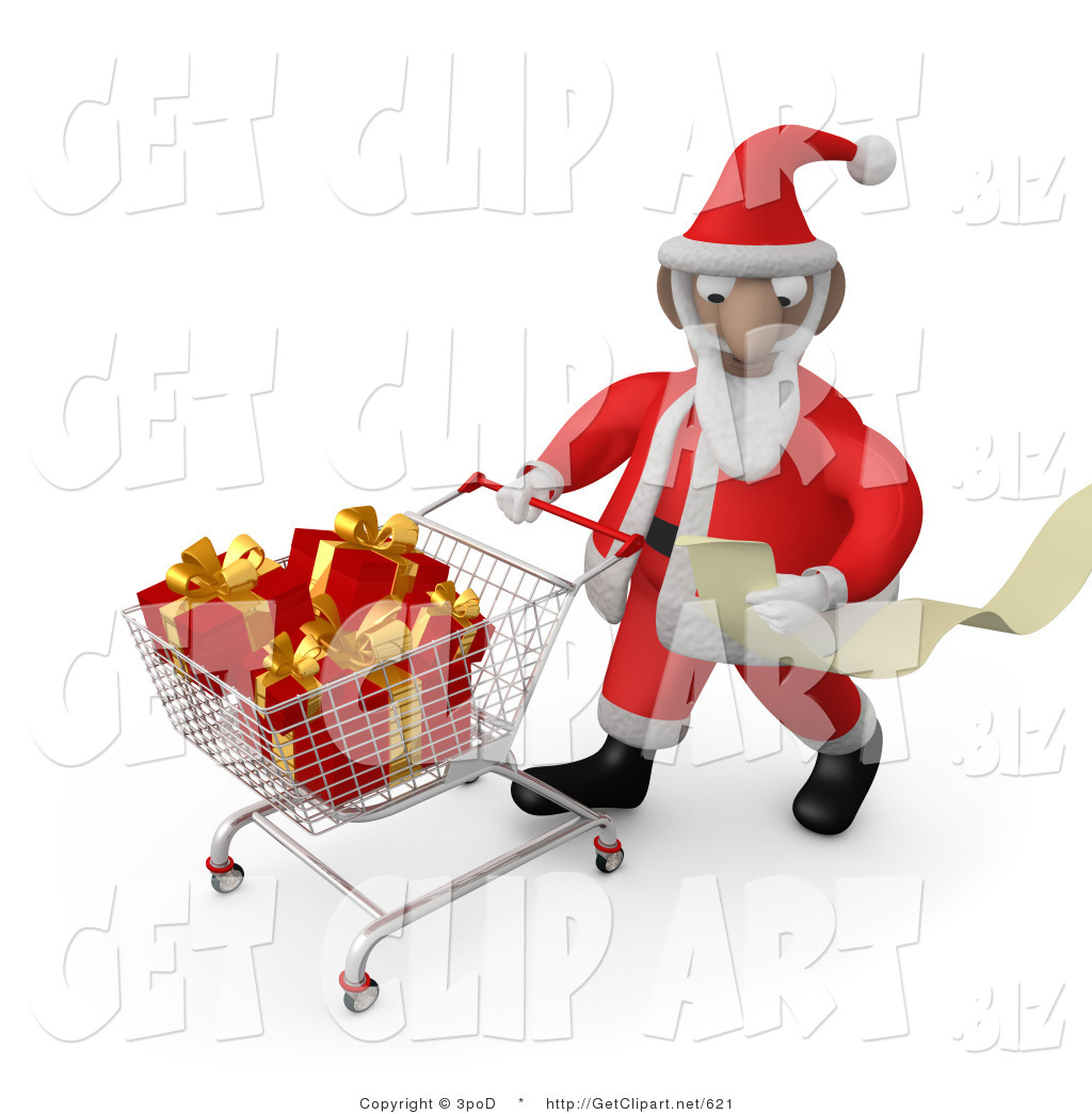 List And Purchasing Christmas Presents While Pushing A Shopping Cart
