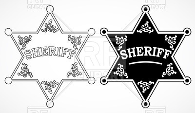 Sheriff Stars With Decorations Black And White 28288 Signs Symbols