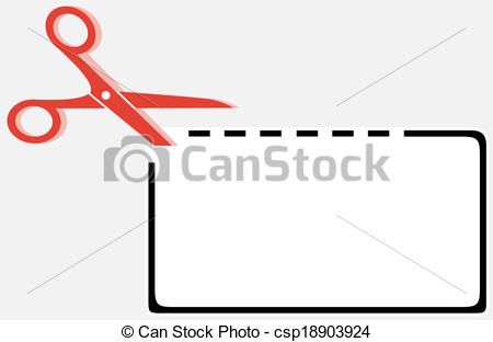 Vector Illustration Of Cut Out Coupon Rectangle Shape With Scissors