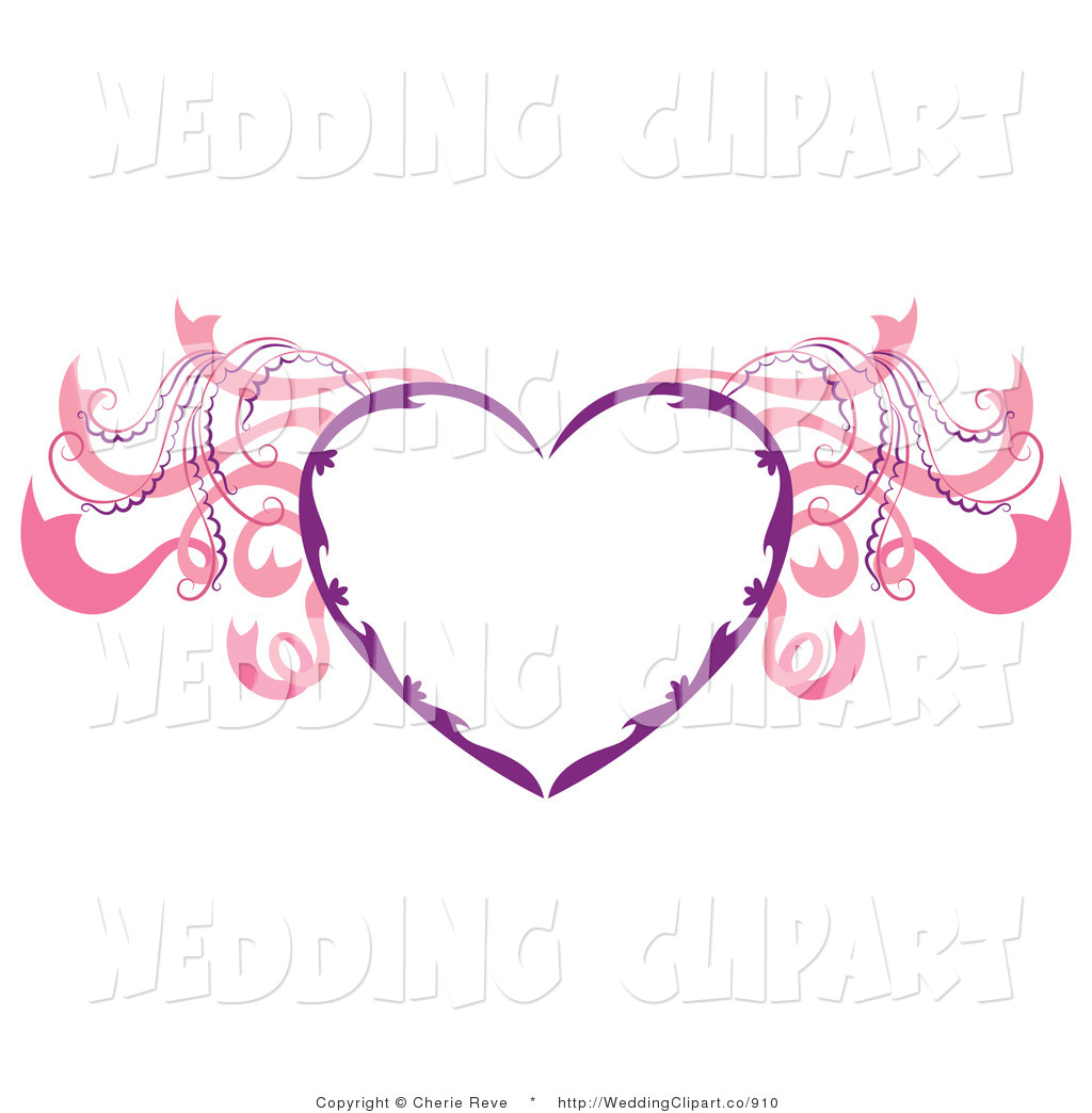 Wedding Purple Heart Frame With Pink Wings Wedding Heart Frame With