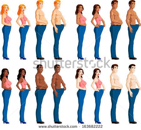 Weight Loss Before And After Comparison Of Mixed Race People    Stock    