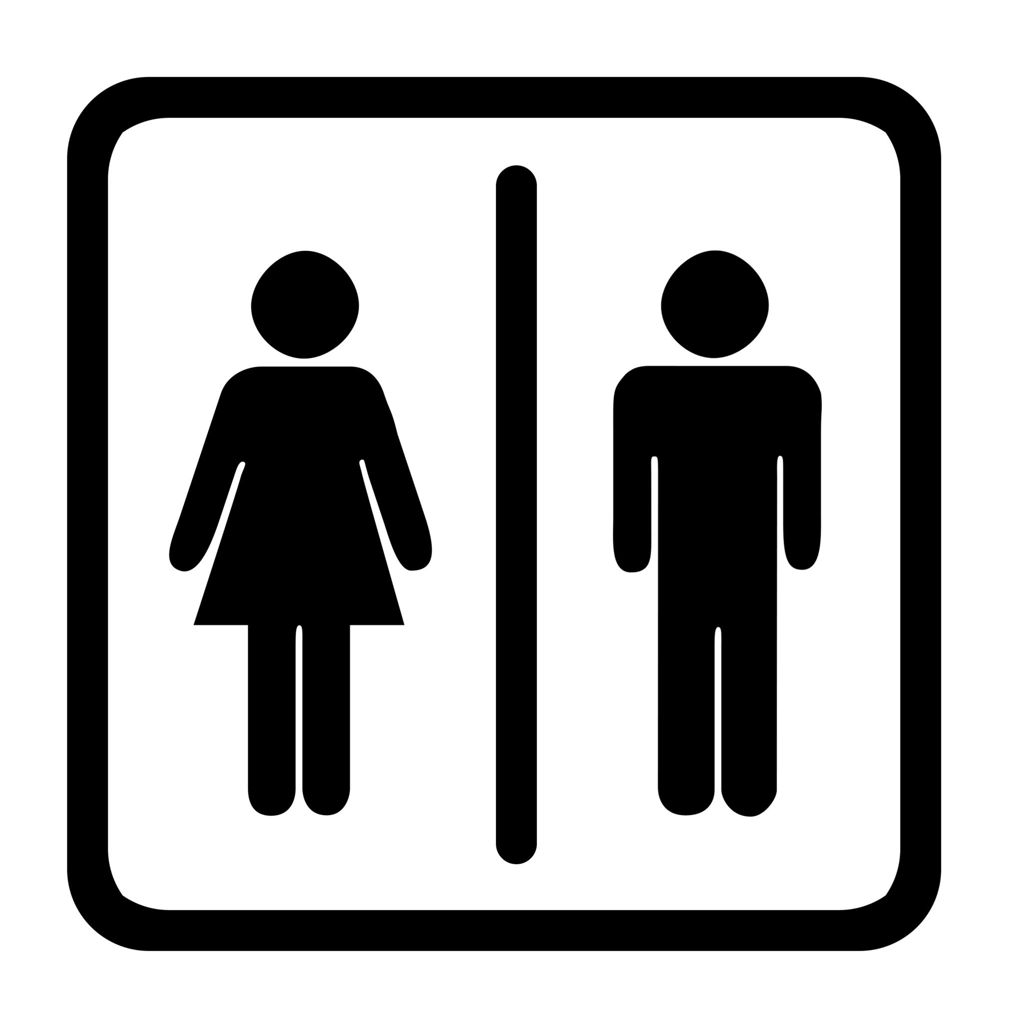 Women S And Men S Toilets Sign Black On White