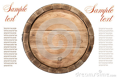Wooden Barrel With Iron Rings  Isolated On White Background