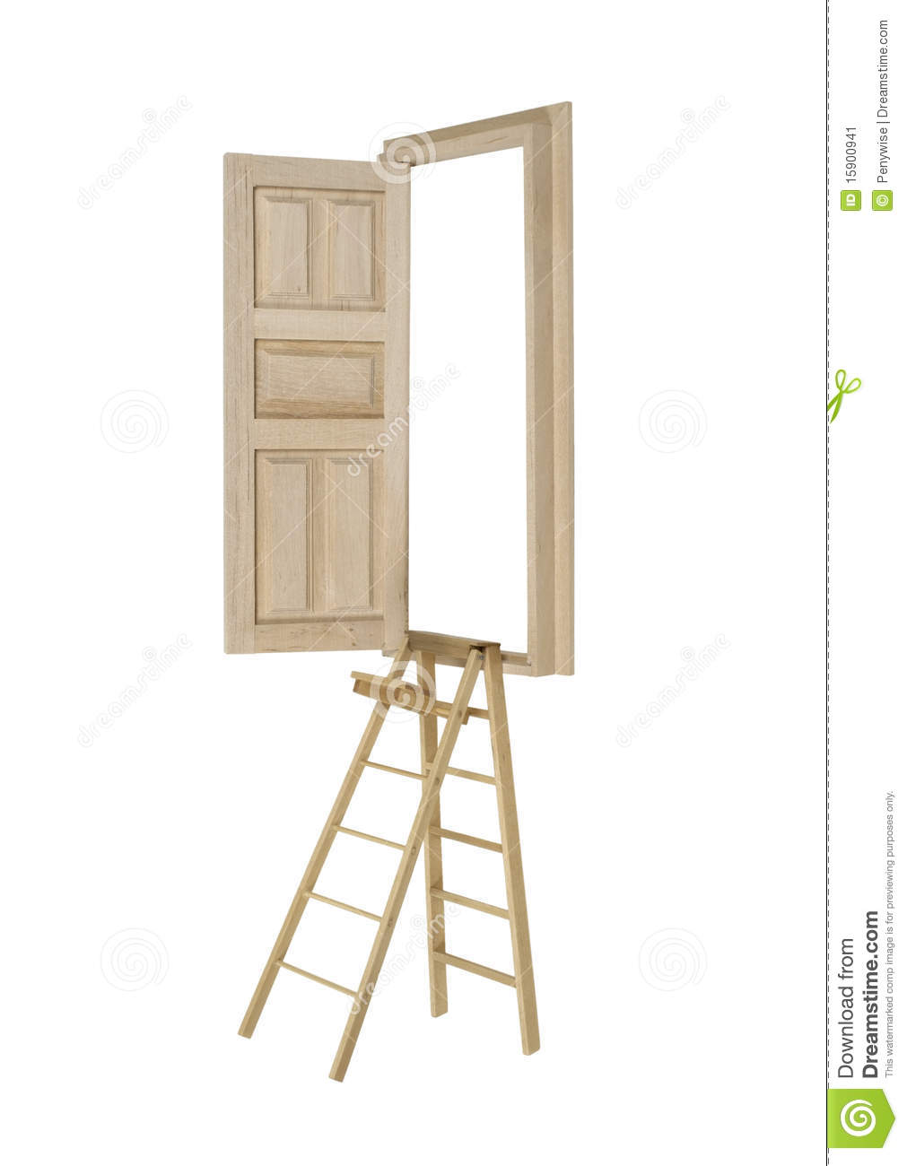 Working Toward Goals Shown By A Ladder Reaching Up Toward An Open Door    