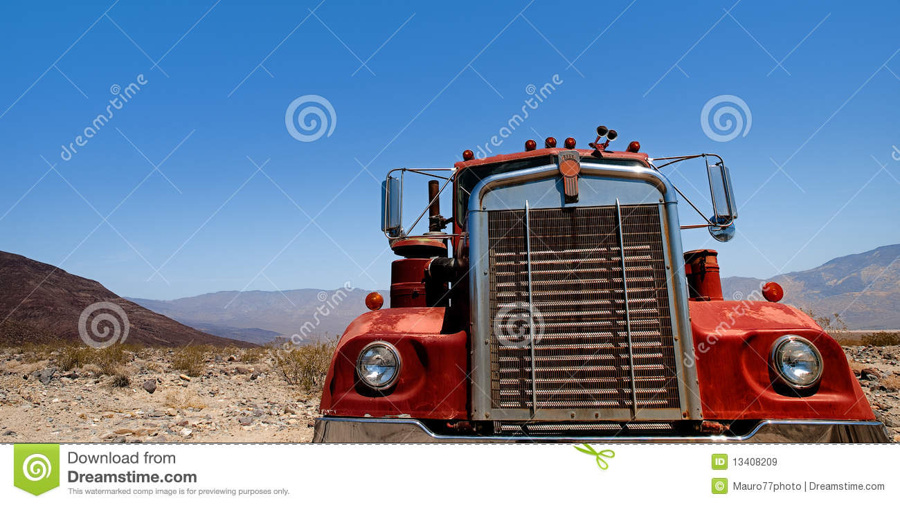 Abandoned Big Old Truck On Desert Royalty Free Stock Images   Image