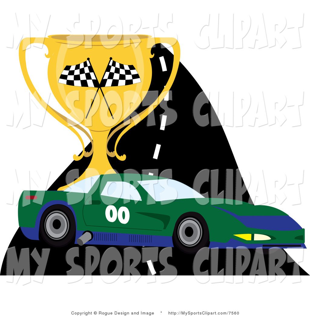Art Of A Race Car On A Track With A Trophy By Pams Clipart    7560