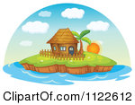 Bungalow Hut Or House On An Island 2 Royalty Free Vector Clipart