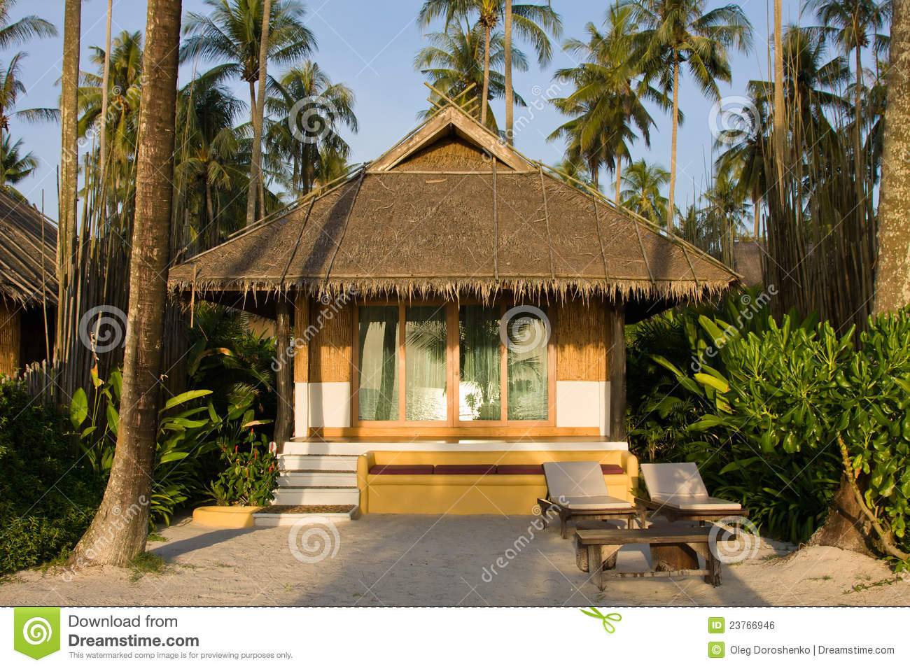 Bungalow In Hotel At Tropical Beach Royalty Free Stock Image   Image