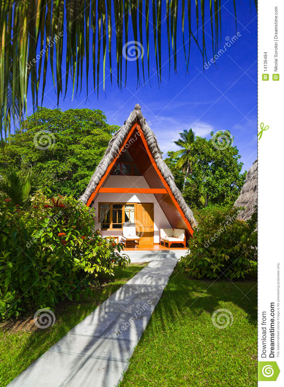 Bungalow In Hotel At Tropical Beach Seychelles Stock Images   Image
